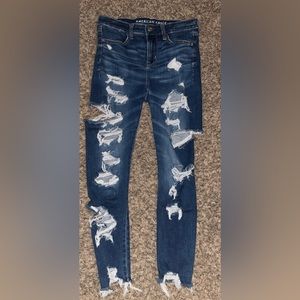 Next level stretched ripped American Eagle skinny jeans.